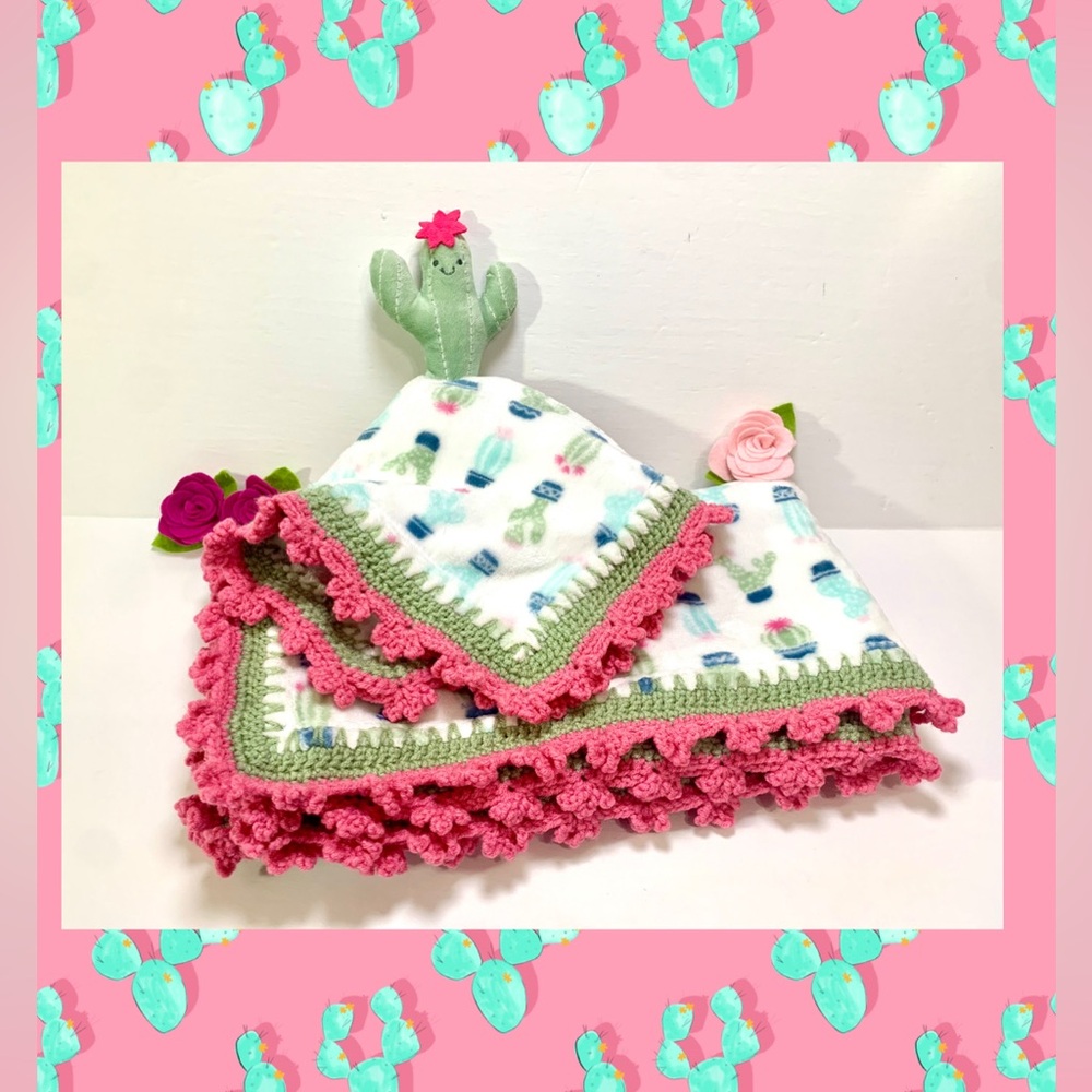 Cactus Girl Crochet Baby Blanket & Lovey Gift Set